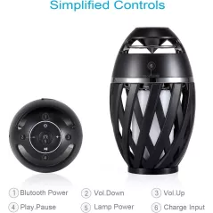 DIKAOU Led Flame Speaker, Torch Atmosphere Bluetooth Speakers&Outdoor Portable Stereo Speaker with HD Audio and Enhanced