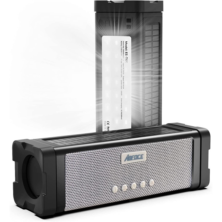 ABFOCE Solar Bluetooth Speaker: Waterproof, 20W Stereo Sound, & Power Bank - Perfect for Outdoors!
