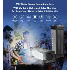ABFOCE Enceinte Bluetooth Solaire Étanche: Son Puissant, Aventure Durable!