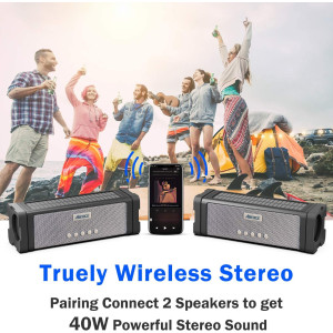 ABFOCE Solar Bluetooth Speaker,IPX7 Waterproof Speaker 20W Rich Bass,with 27 LEDs Lights TWS Wireless Speaker Bluetooth