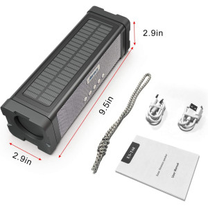 ABFOCE Solar Bluetooth Speaker,IPX7 Waterproof Speaker 20W Rich Bass,with 27 LEDs Lights TWS Wireless Speaker Bluetooth