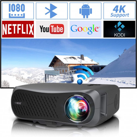 Full HD Wifi Bluetooth Projector 1080P Native Support 4K,10000 Lumen LED Smart Android Wireless Home Outdoor Business Projector