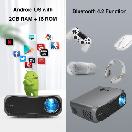 Full HD Wifi Bluetooth Projector 1080P Native Support 4K,10000 Lumen LED Smart Android Wireless Home Outdoor Business Projector