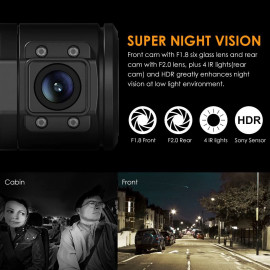 Caméra de Bord Double Vantrue N2 Pro - 1080P, Vision Nocturne