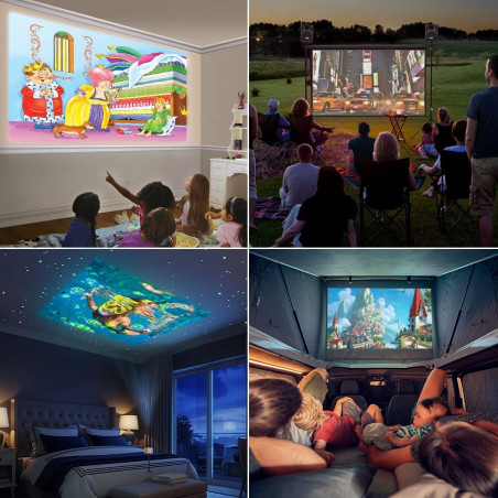 Mini Projector, PVO Portable Projector for Cartoon, Kids Gift, Outdoor Movie Projector, LED Pico Video Projector for Home