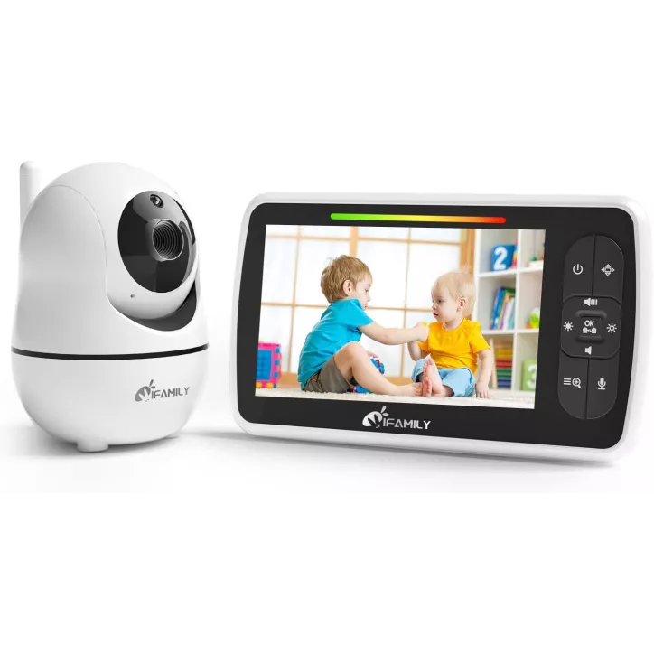 iFamily Moniteur Bébé Vidéo 5 avec Audio Bidirectionnel et Vision Nocturne - Sécurité et Sérénité!