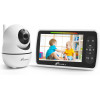 Moniteur bébé avec caméra et audio - Moniteur vidéo iFamily 5 pouces pour bébé avec télécommande panoramique/inclinaison, mode