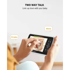 Moniteur bébé avec caméra et audio - Moniteur vidéo iFamily 5 pouces pour bébé avec télécommande panoramique/inclinaison, mode