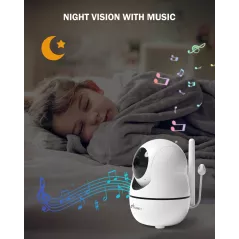 Moniteur bébé avec caméra et audio - Moniteur vidéo iFamily 5 pouces pour bébé avec télécommande panoramique/inclinaison, mode