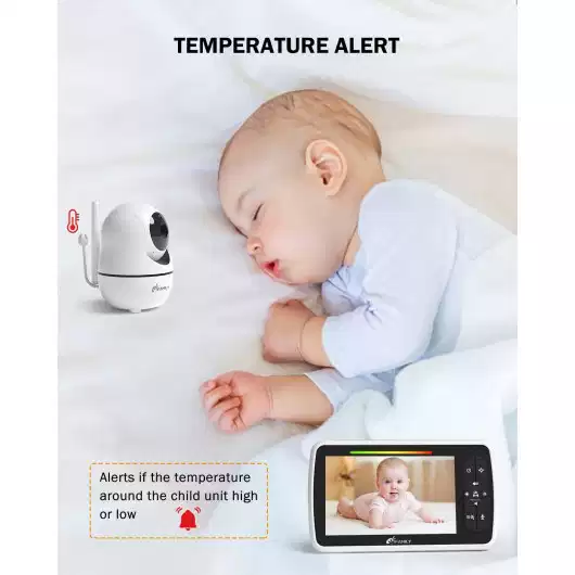 iFamily Split Screen Baby Monitor, Large Display Video Baby Monitor with 2  Cameras and Audio, Long Range, Remote pan tilt, Night Vision, Temperature