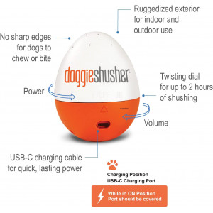 Doggie Shusher Portable Dog Calming Aid – Relaxing Sound Machine with USB-C Charger – Soothes Dog Anxiety and Separation Anxiety