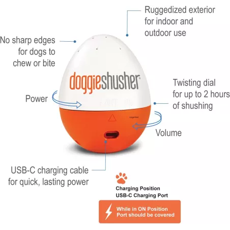 Doggie Shusher : Machine sonore apaisante USB-C pour chien anxieux - Enfin du calme !