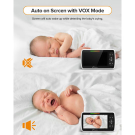 Moniteur Vidéo Bébé 5" - Pan-Tilt-Zoom, Vision Nocturne, Affichage Température