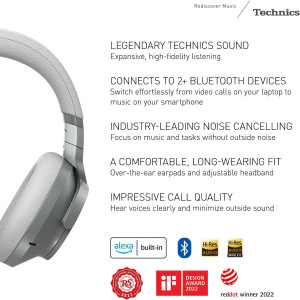 Technics Wireless Noise Cancelling Headphones, High-Fidelity Bluetooth Headphones with Multi-Point Connectivity, Impressive Call