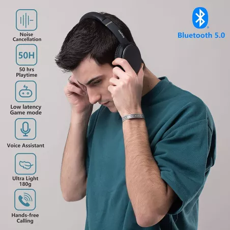 Srhythm NC25 : Casque Audio sans Fil à Réduction de Bruit – 50H dAutonomie & Confort Ultime !