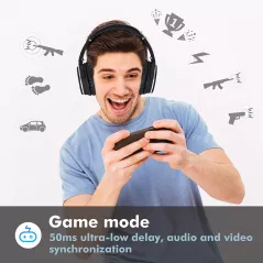 Srhythm NC25 Active Noise Cancelling Headphones Bluetooth 5.0,ANC Stereo Headset Over-Ear with Hi-Fi,Mic,50H Playtime,Voice