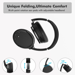 Srhythm NC25 Active Noise Cancelling Headphones Bluetooth 5.0,ANC Stereo Headset Over-Ear with Hi-Fi,Mic,50H Playtime,Voice