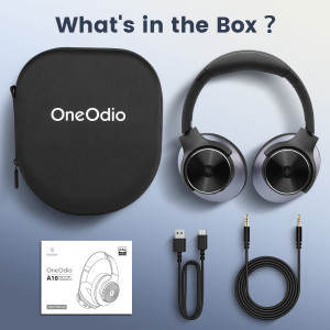 OneOdio A10 Hybrid Active Noise Cancelling Headphones, Wireless Over Ear Bluetooth Headphones, Hi-Res Audio Sound, Deep Bass,