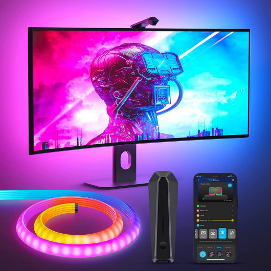 Govee RGBIC Monitor Backlight, Smart Gaming Light for 24"-32" PC, DreamView G1 LED Neon Strip Light with Camera, Support 2.4G