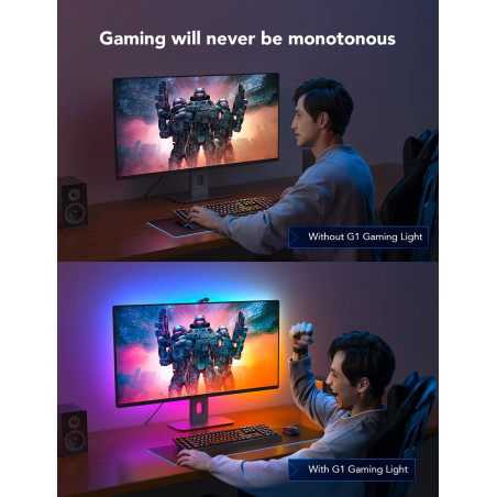 Govee RGBIC Monitor Backlight, Smart Gaming Light for 24"-32" PC, DreamView G1 LED Neon Strip Light with Camera, Support 2.4G