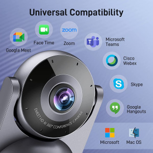 EMEET Meeting Capsule, 4K Captured 1080P Output 360° Conference Room Webcam 8 Mics and 10W Speaker, 5 Video Modes, AI