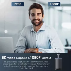 NexiGo Meeting 360, 8K Captured AI-Powered Framing & Speaker Tracking, 1080p HD 360-Degree Smart AIO Video Conference Camera, 8