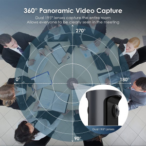 NexiGo Meeting 360, 8K Captured AI-Powered Framing & Speaker Tracking, 1080p HD 360-Degree Smart AIO Video Conference Camera, 8