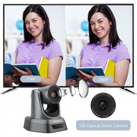 Tenveo 360° Conference Camera – 3X Zoom, Noise-Cancelling Mics