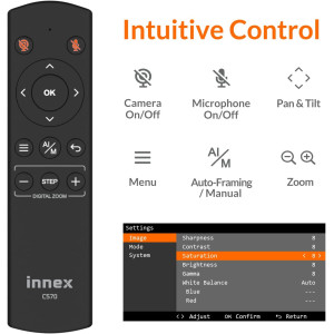 Innex Cube 4K AI-Powered Panoramic 360° Video Conference Camera, Smart Webcam with Dual-Microphones, Ultra-Wide Angle, AI