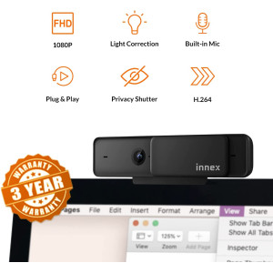 Innex Cube 4K AI-Powered Panoramic 360° Video Conference Camera, Smart Webcam with Dual-Microphones, Ultra-Wide Angle, AI