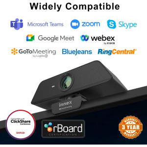 Innex Cube 4K AI-Powered Panoramic 360° Video Conference Camera, Smart Webcam with Dual-Microphones, Ultra-Wide Angle, AI