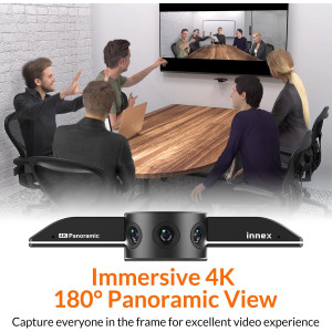 Innex Cube 4K AI-Powered Panoramic 360° Video Conference Camera, Smart Webcam with Dual-Microphones, Ultra-Wide Angle, AI