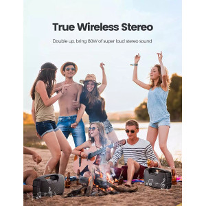 IPX7 Waterproof Bluetooth Speaker, 40W Portable Wireless Speaker, 32H Playtime, Stereo Loud Sound, Deep Bass, Outdoor Speaker