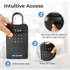 Stay secure with the MojoBox, a Bluetooth digital lockbox offering versatile access from anywhere.