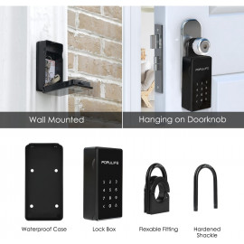 Populife Smart Key Lockbox - Bluetooth & Waterproof Outdoor Key Storage