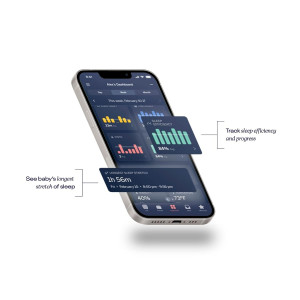 Sleek white device with light and camera, like Advanced Nanit Pro Smart Baby Monitor with Floor Stand.