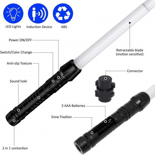 ANNDOFY Light Up Saber 3 Colors LED Light Swords For Kids With FX Sound