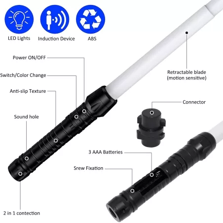 Sabre Laser Extensible Galactique : 7 Couleurs, Effets Sonores Réalistes - Le Jouet Ultime pour Guerriers Cosmiques !