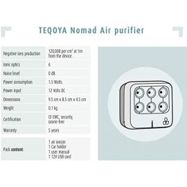 TEQOYA Nomad - Purificateur d'Air Portable pour Voiture et Voyage