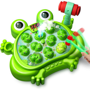 Frog toy with detachable parts and assembly instructions for Interactive Whack A Frog Game.