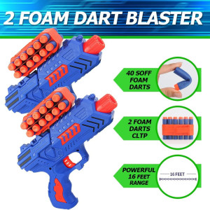 Blue and orange Nerf gun with two targets, part of BAODLON Digital Shooting Targets for kids.