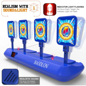 BAODLON Digital Shooting Targets set featuring blue and orange Nerf gun with two targets.