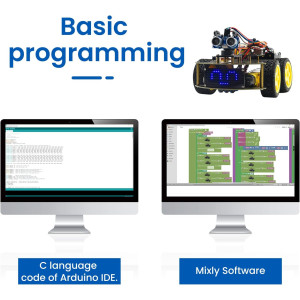 KEYESTUDIO 4WD Bluetooth Smart Car Robot Kit: STEM toy for kids, includes robot car with wheels and remote control.