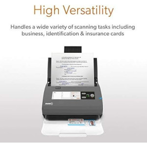Efficient Ambir ImageScan DS820ix scanner with document placed on top for streamlined workflows.