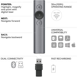 Logitech Spotlight Presentation Remote - For Precise Control