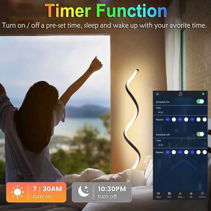 BESKETIE Smart Spiral Floor Lamp: RGB LED, App Control, Music Sync - Modern Home Lighting