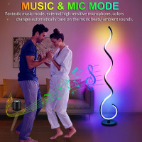 BESKETIE Smart Spiral Floor Lamp: RGB LED, App Control, Music Sync - Modern Home Lighting