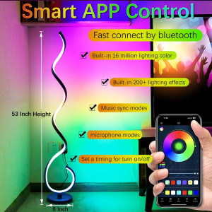 Smart RGB Spiral Floor Lamp: Modern LED Lighting with App Control