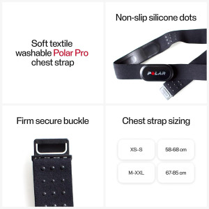 Polar heart rate strap with logo, an advanced monitor with comfortable chest strap for accurate heart rate tracking.