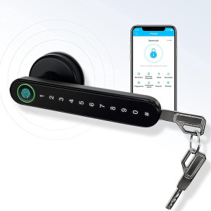 Smart lock with keypad, fingerprint scanner, and app for secure, easy access.